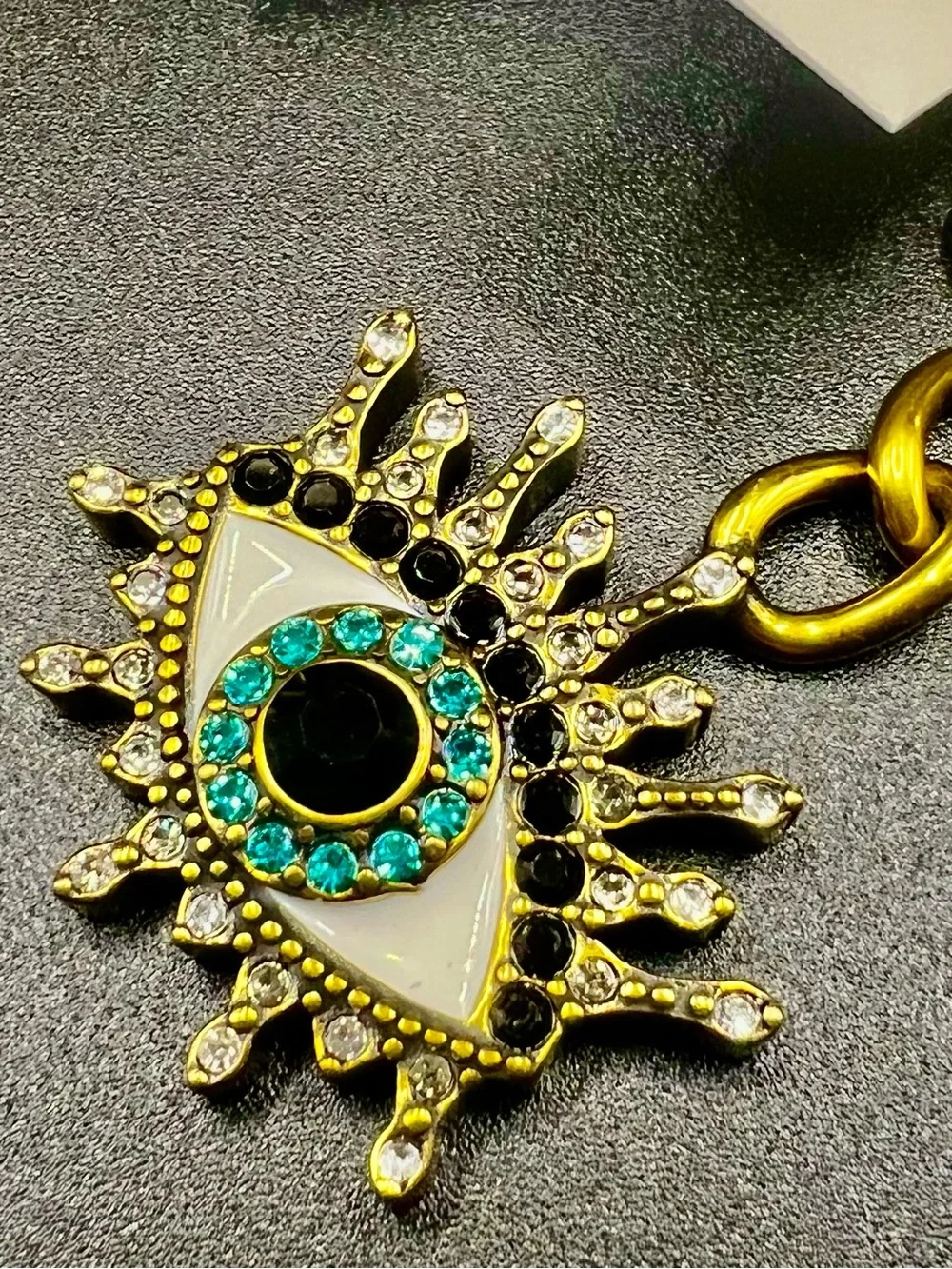 Kurt Geiger London Evil Eye Crystal Belly Chain Gold Tone NWT
